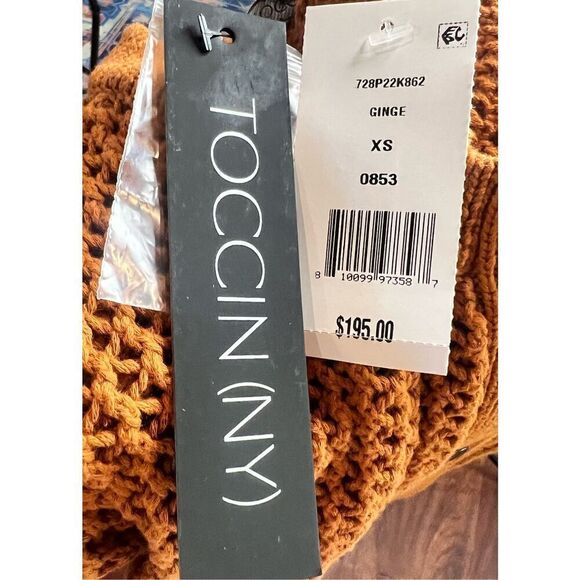 Toccin Cotton Crochet Crop Cardigan in Ginger NWT Size XS - Picture 5 of 6